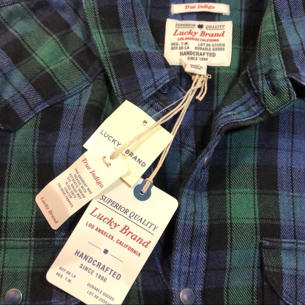 Lucky Brand.Men’s plaid long sleeve-True Indigo. M - Picture 3 of 6